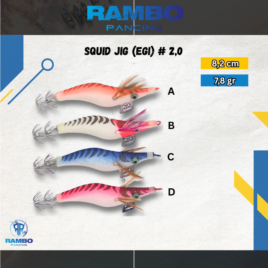 RAMBO LURE  SQUID JIG (EGI) UMPAN CUMI #2.0 | 8,2CM | 7,8 GR