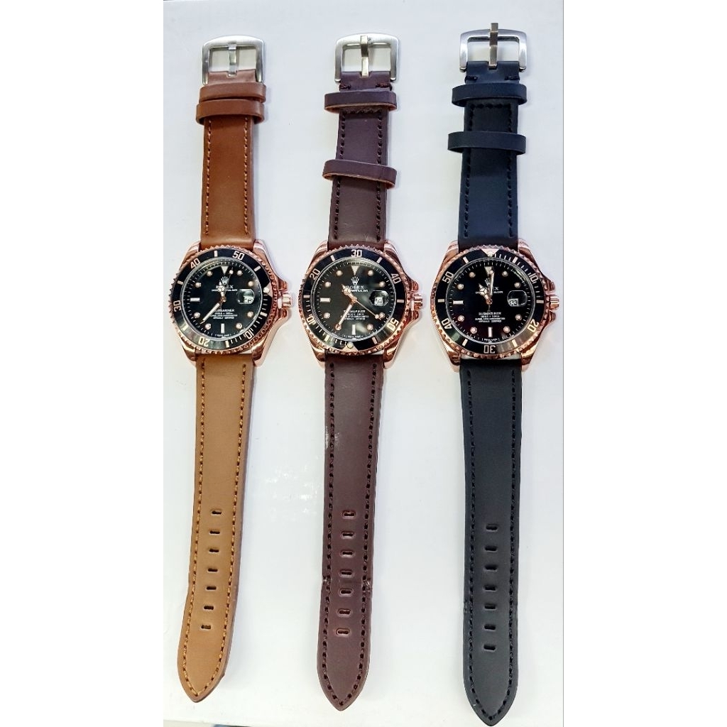 Rolex Jam Tangan Pria Tanggal Aktif Tali Kulit