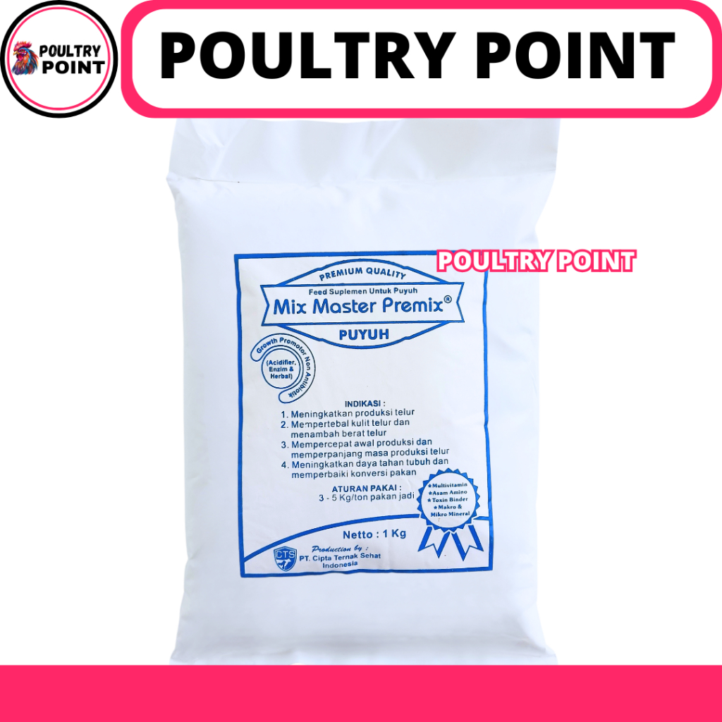 MIX MASTER PREMIX PUYUH 1 KG - Suplemen Pakan Pemacu Produksi & Kualitas Telur Burung Puyuh Petelur