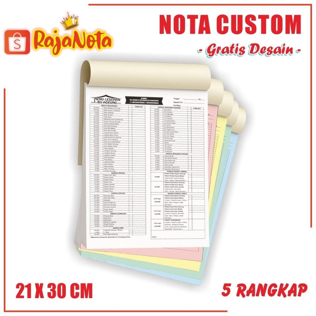 

RAJANOTA - CUSTOM 5 RANGKAP GRATIS DESAIN