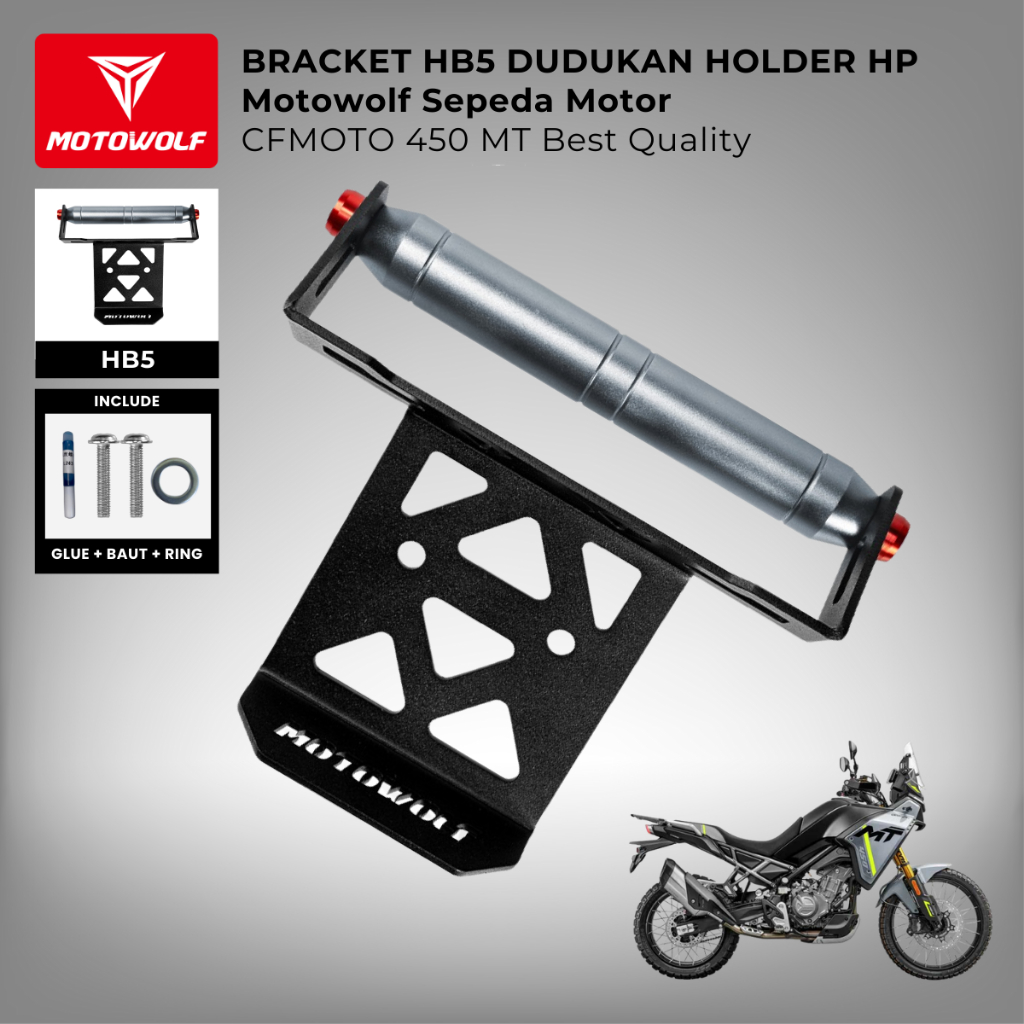 Motowolf Bracket Dudukan HP GPS CFMOTO 450 MT Holder Navigasi Motor Touring