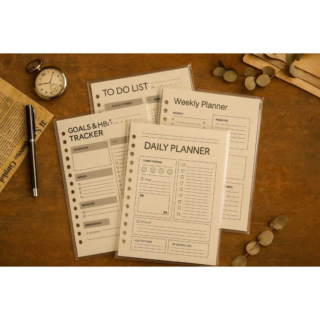 

Loose Leaf Planner Ukuran A5 20 lubang – 4 Motif Cetak Bolak-Balik | Bookpaper 72gsm | Isi 10 Lembar | Refill Binder