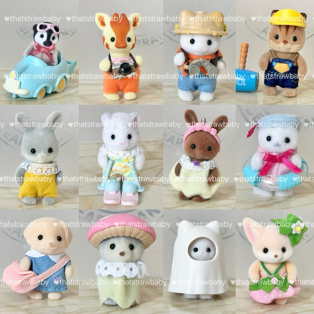 UPDATED Sylvanian Families BABY Pink Penguin Brown Rabbit, Seal Lion baby, ghost cat, pink penguin, 