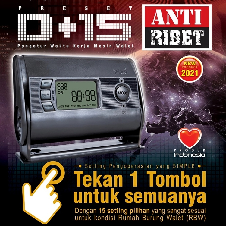 Timer PIRO D+15 12 Volt / DC Timer Preset Walet Piro D15 12V / DC Timer Walet Digital PIRO D 15 12V