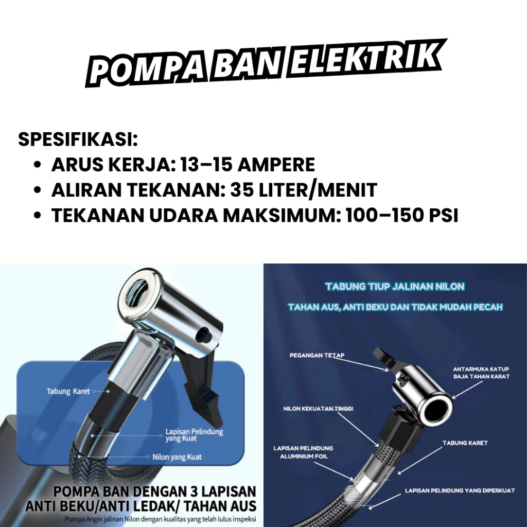 CUCI GUDANG MESIN POMPA ANGIN BAN ELEKTRIK SEPEDA MOTOR MOBIL TANPA KABEL KOMPRESOR LISTRIK MINI