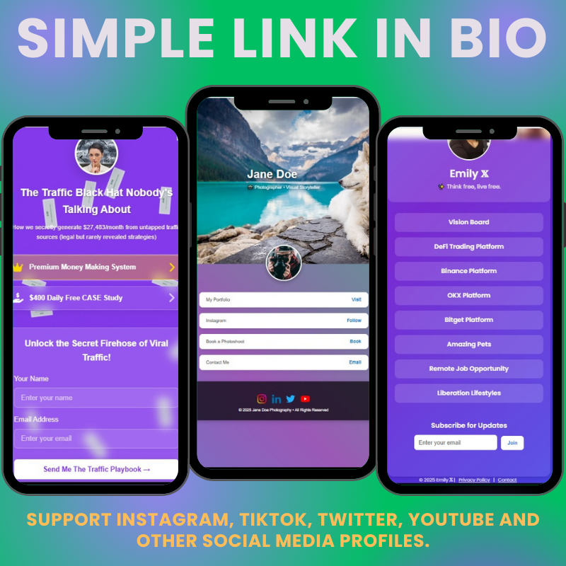 Biolink / Link Bio Custom Style Landing Page - Buat Instagram, Youtube & berbagai Macam Sosial Media