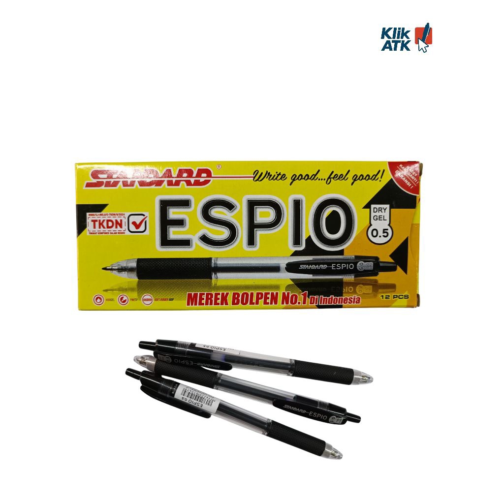 

12 Pcs Pulpen Standard Espio 0.38mm & 0.5mm - Per Lusin