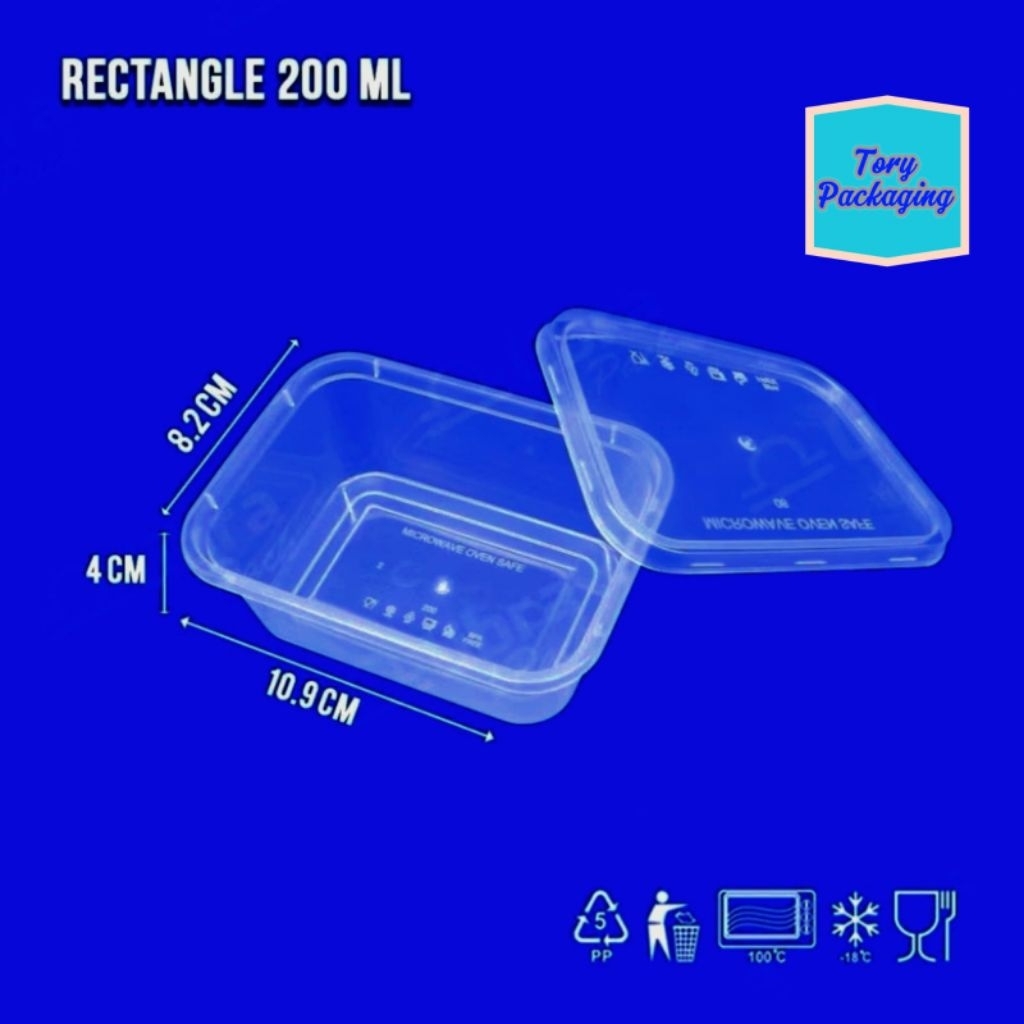25 Pcs=1 PACK Thinwall Rectangle 200 ML LIBRA / Box Makan Plastik / Kotak Makan Plastik / Food Conta