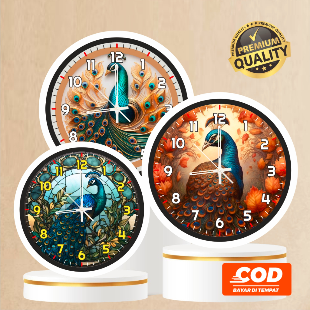 Jam Dinding Merak | Hiasan Dinding Jam Merak