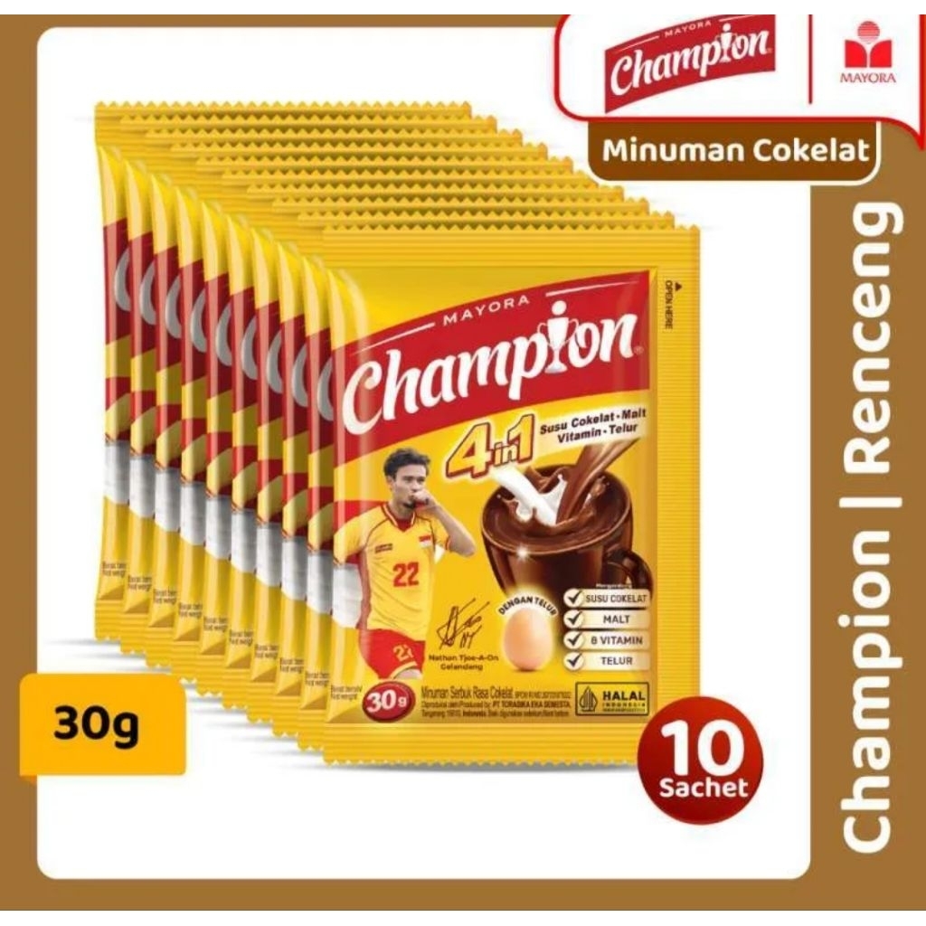 

TERMURAAAHHH CHAMPION Renceng/Minuman Serbuk/Rasa Coklat/10sachet/Susu Untuk Otak/Susu Untuk Penambah Energi