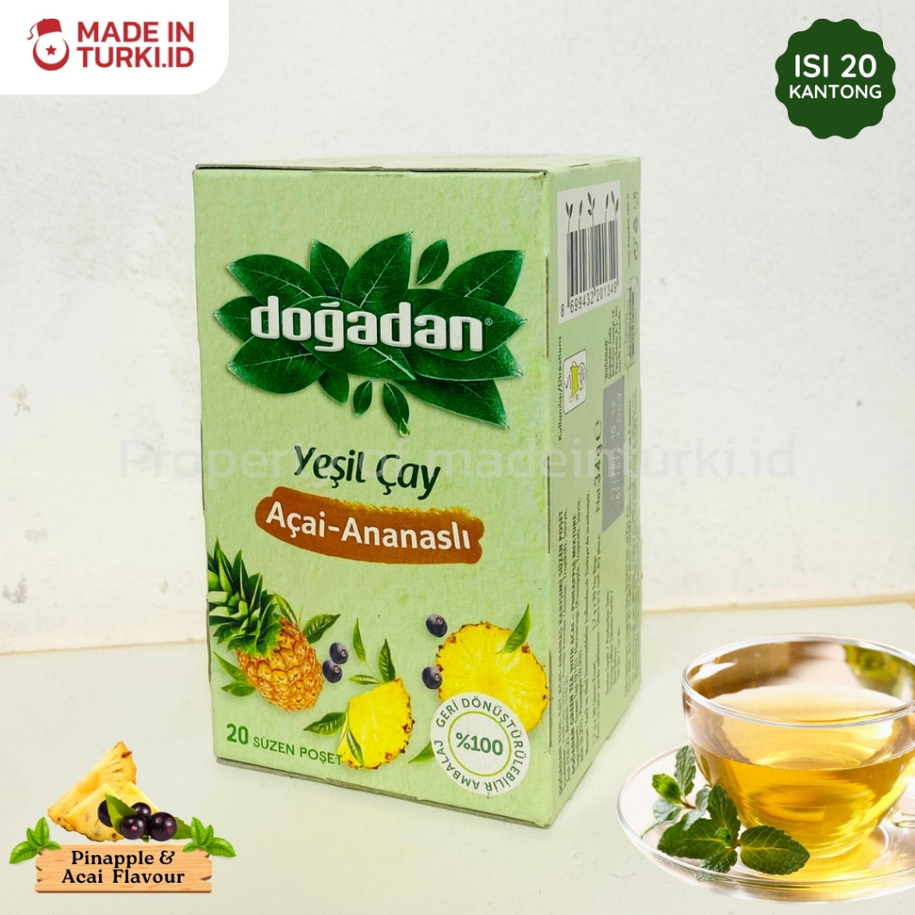 

Dogadan Yesil Cay Acai Ananash 20 Tea Bags – Teh Sehat Turki Acai Nanas Asli Turki 100% Original madeinturki.id