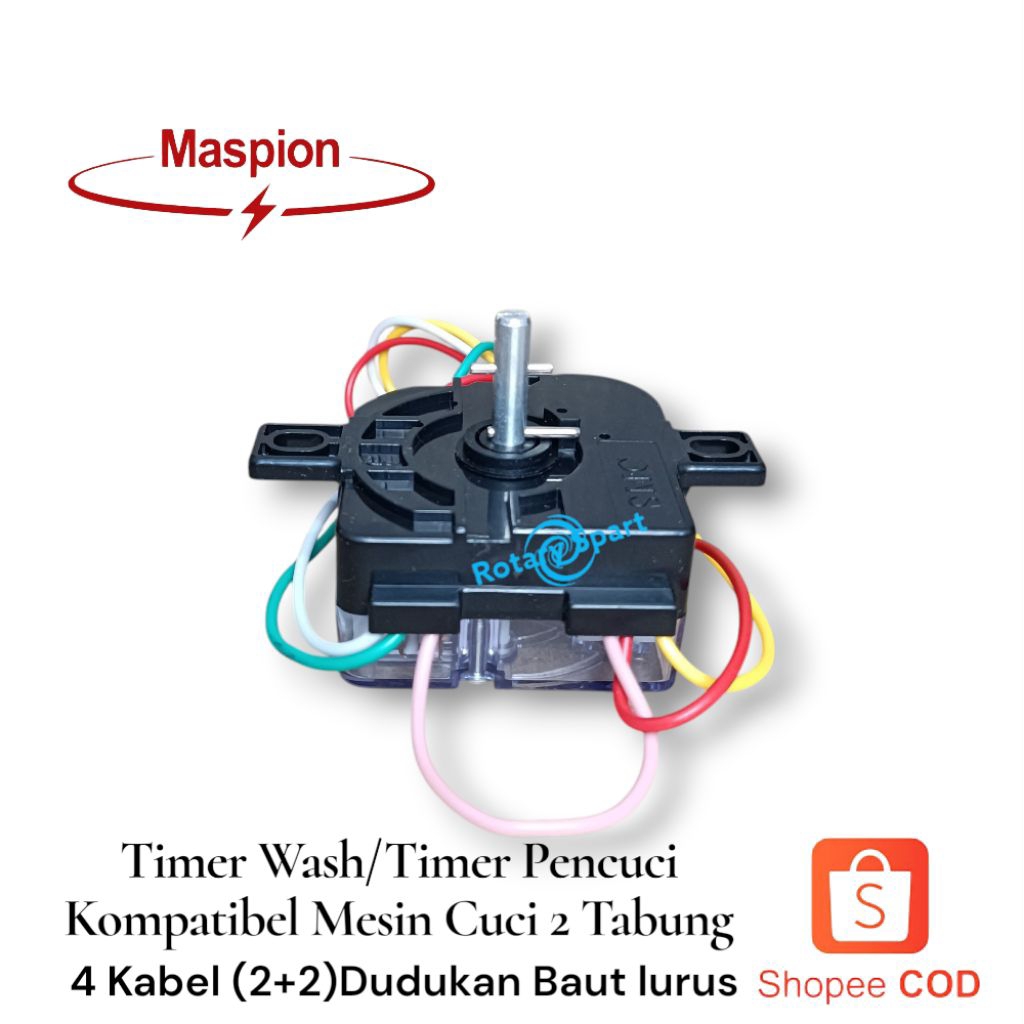 Timer pencuci 4 kabel dudukan baut lurus kompatibel Mesin cuci Maspion 2 Tabung