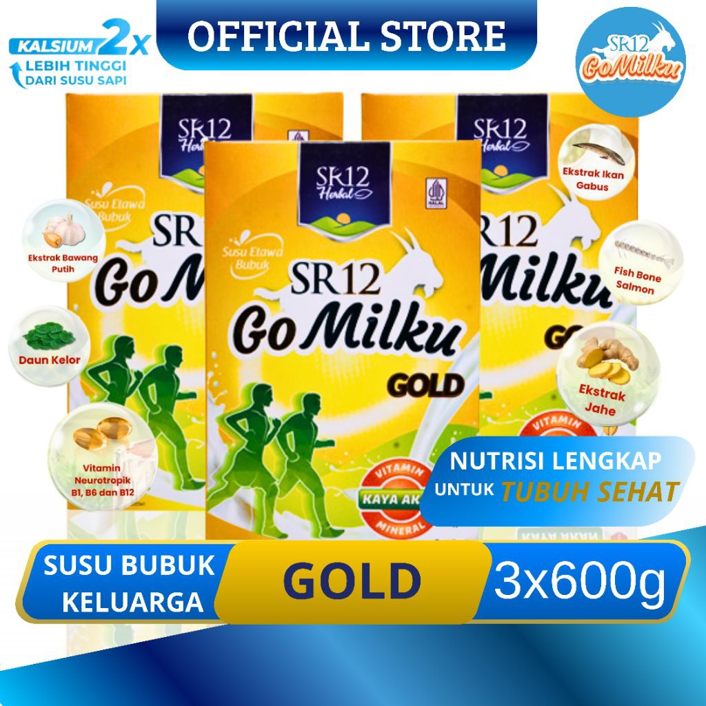 

Go Milku Gold SR12 Susu Kambing Etawa Premium 600gr - 3 Box