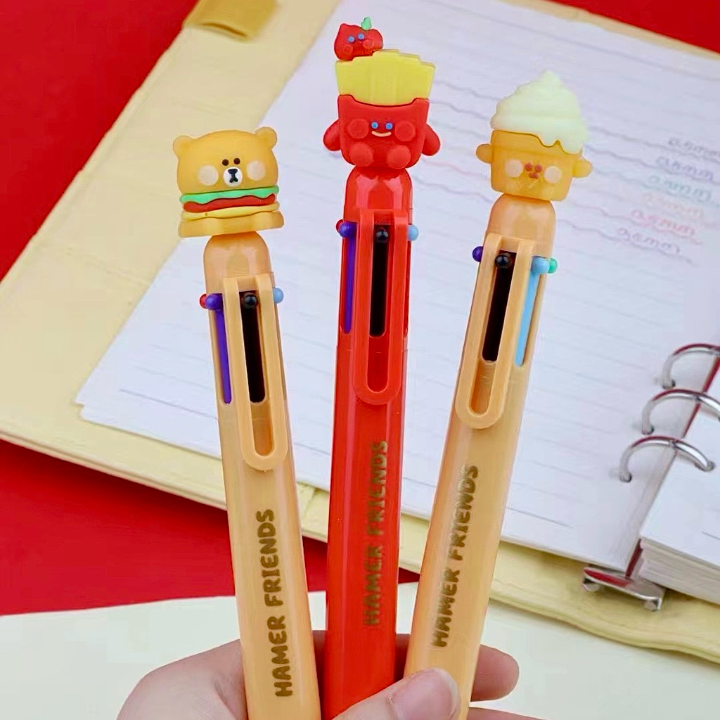 

[ 3pcs SERI ] Pulpen KUKI fast food 6 colour hamburger french fries ice cream