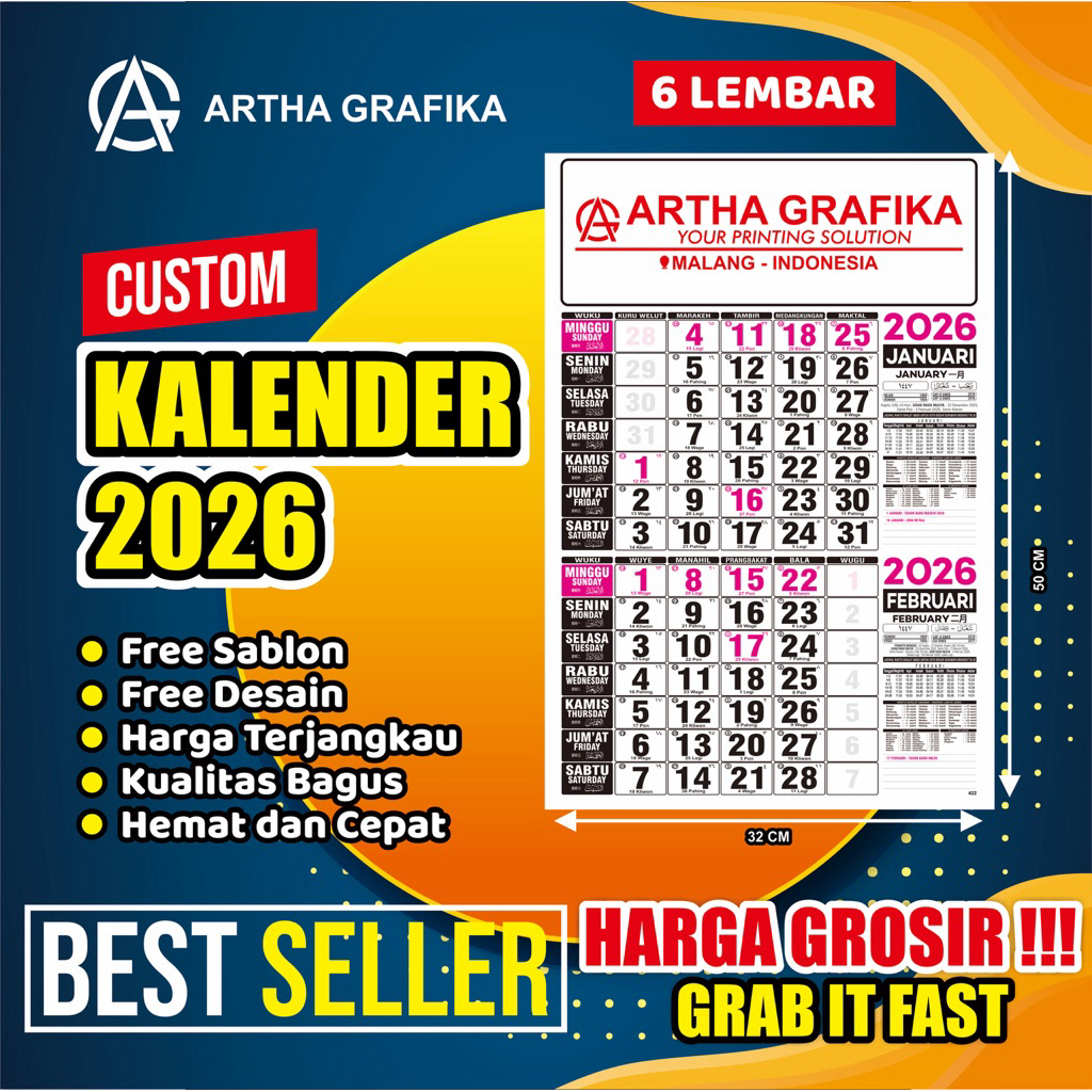 

KALENDER DWIWULAN 2026 + CETAK NAMA USAHA
