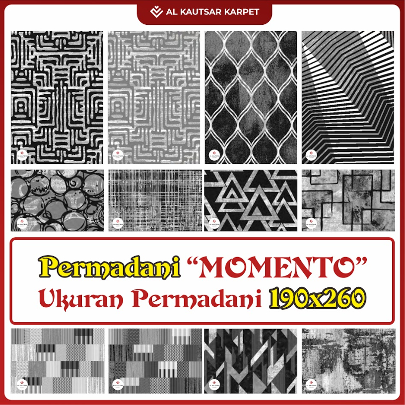ALKAUTSAR Karpet Permadani Momento Monochrome  Ukuran 190 x 260 cm