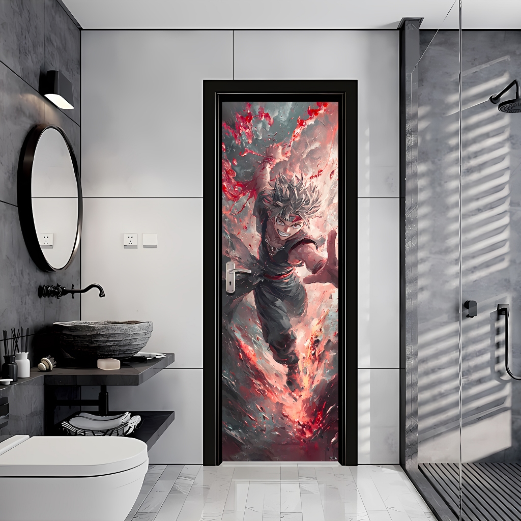 Sticker Pintu Kamar Mandi Sticker Dinding Stiker Pintu HOMEDECOR MOTIF ANIME BLACK CLOVER