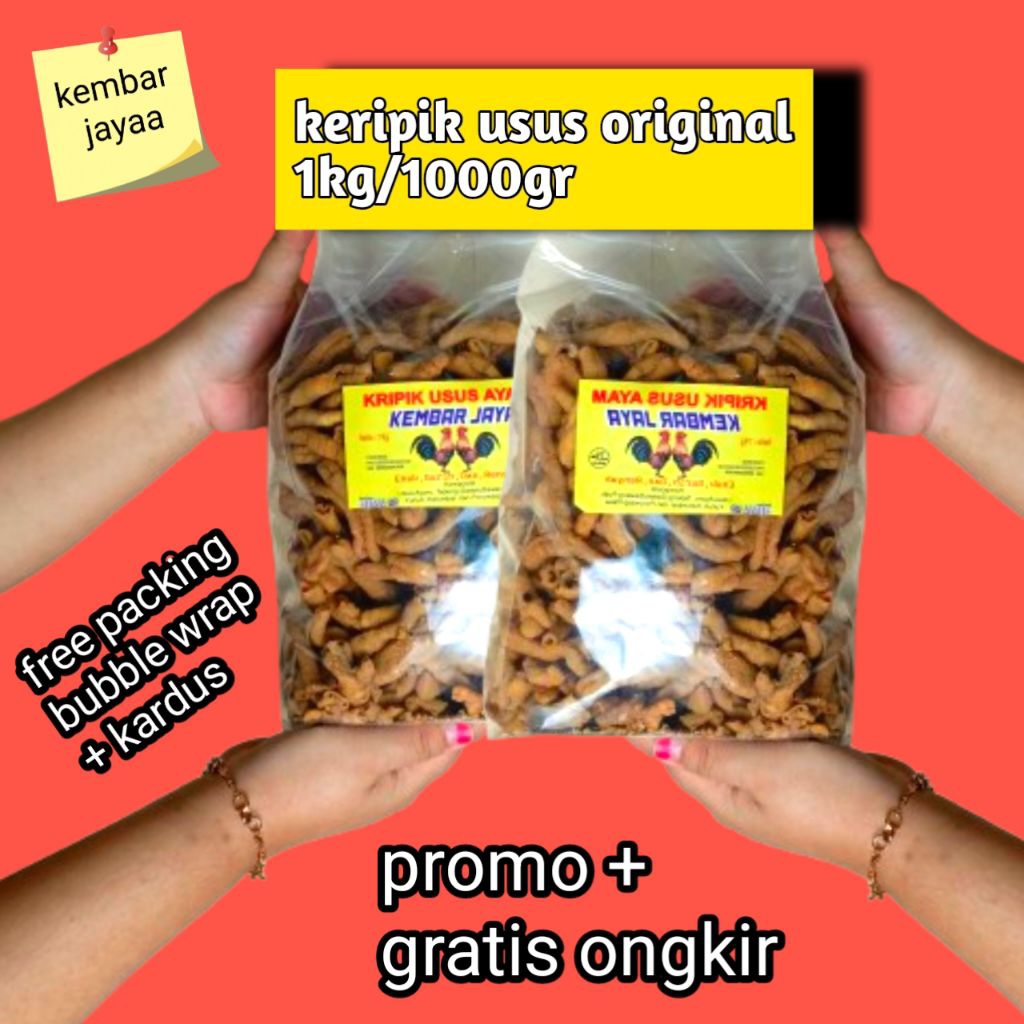 

( Paket Ekonomis ) 1KG/1000GR KERIPIK USUS ORIGINAL KEMBAR JAYA, Makin banyak makin hemat!