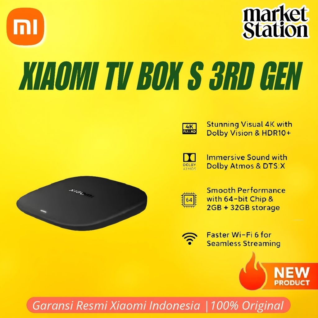 Xiaomi TV Box S (3rd Gen) 4K Android TV 2/32 GB Mirip Mi TV Stick Garansi Resmi Xiaomi Indonesia