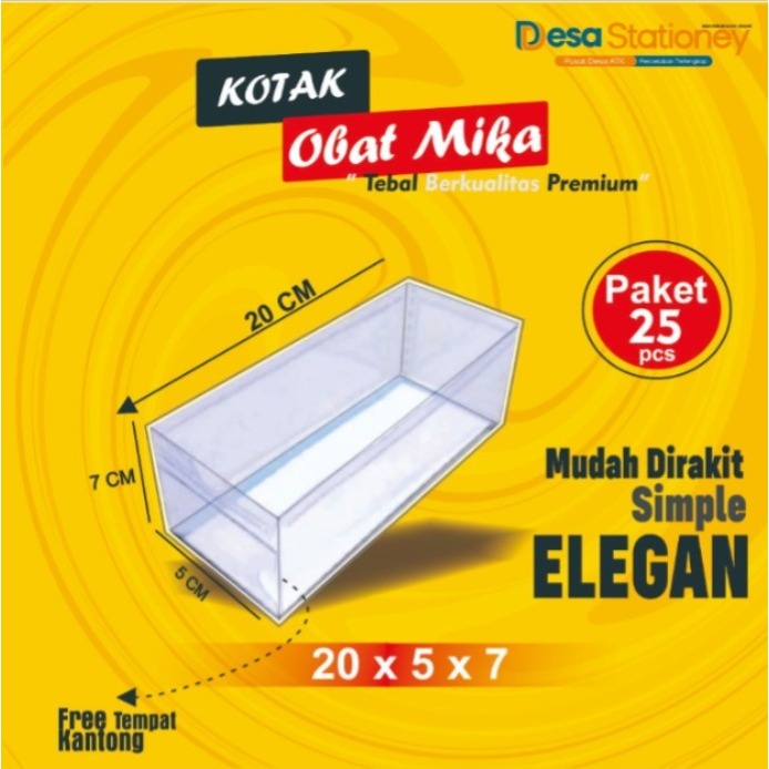 Kotak Obat Mika Plastik Apotek / Tempat Obat Apotik /20x5x7 / Satuan - Oh Cetak Sanak