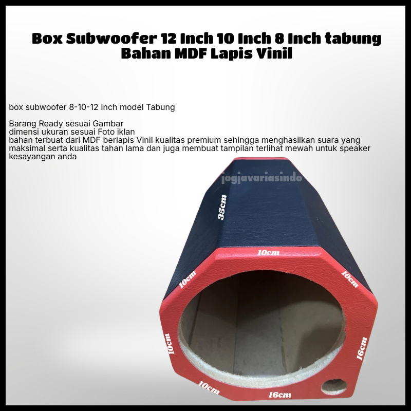 Box Subwoofer 12 Inch 10 Inch 8 Inch tabung Bahan MDF Lapis Vinil