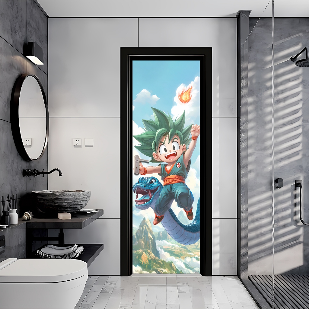 Sticker Pintu Kamar Mandi Sticker Dinding Stiker Pintu HOMEDECOR MOTIF ANIME DRAGON BALL