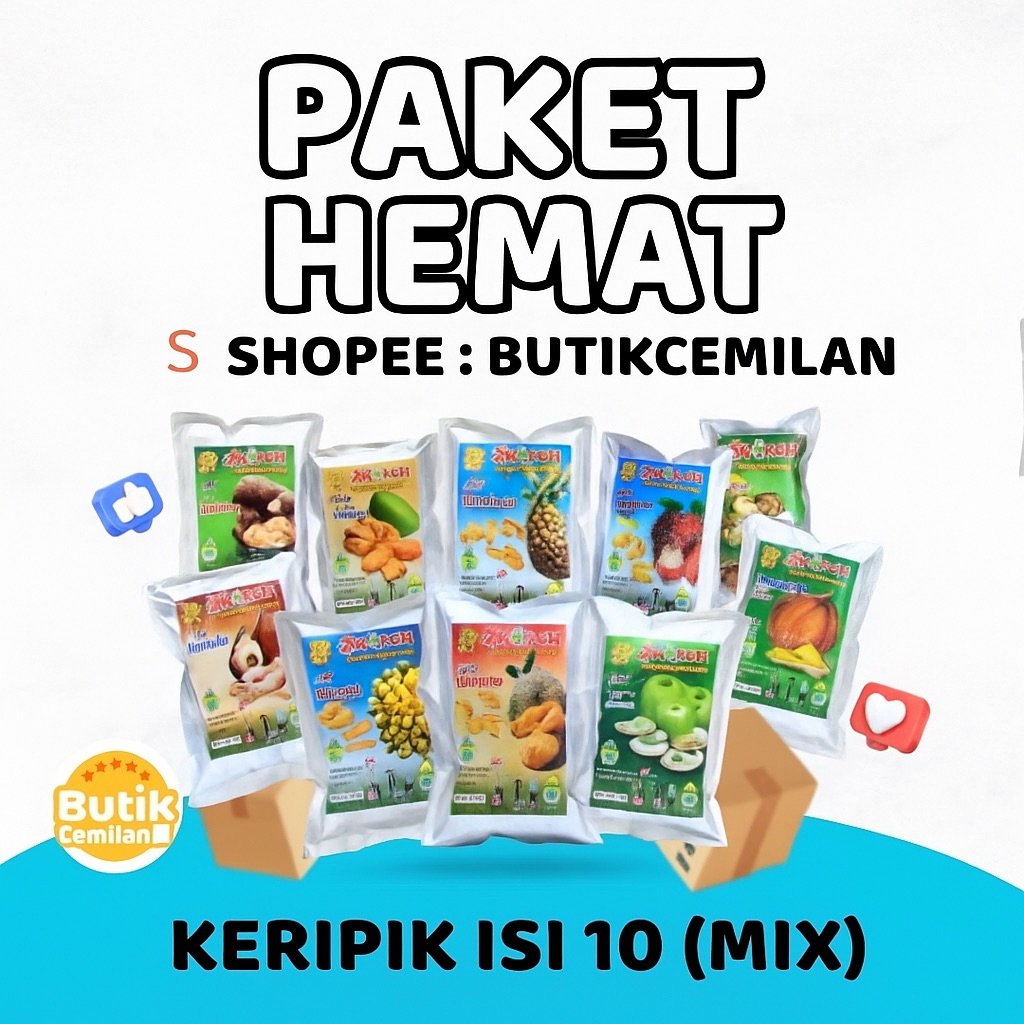 

PAKET HEMAT! Keripik Buah Sokressh Mix isi 10pcs FREE PACKING KARDUS