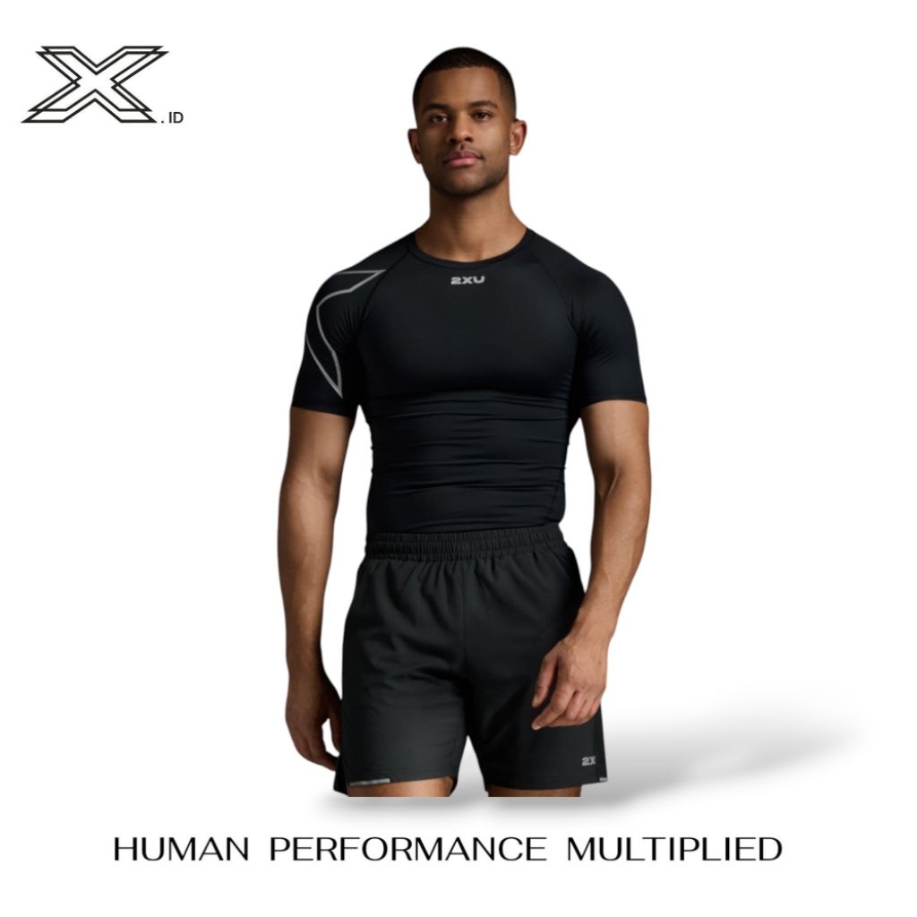 2XU Core Compression Short Sleeve Black Silver