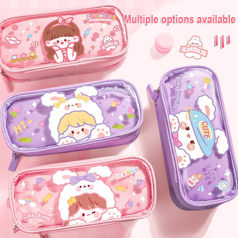 

Tas Pensil Transparan Berkapasitas Besar untuk Anak Perempuan Sekolah Dasar dan Menengah, Tas Alat Tulis Anti Air Berdesain Kartun Imut