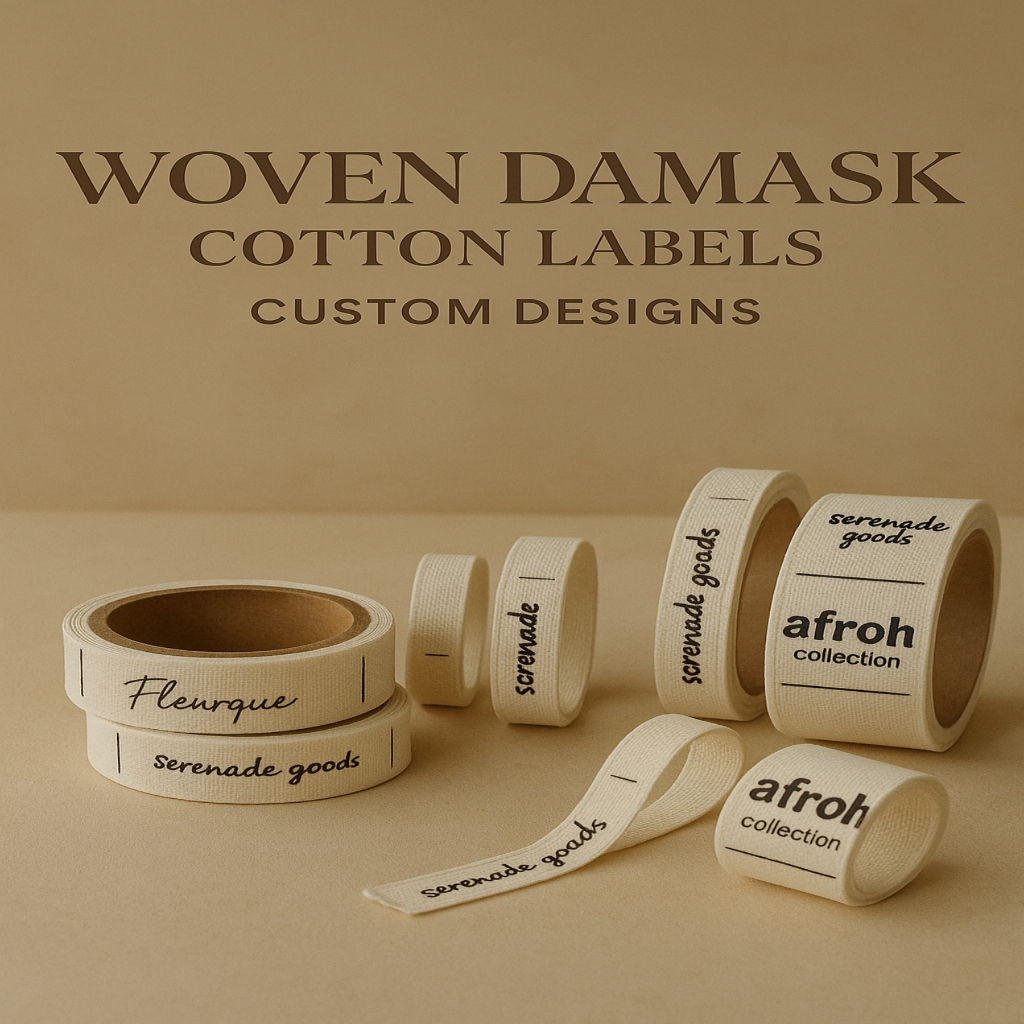 

100 PCS Label Woven Damask Subtitute Free Desain / Label Baju / Label Hijab