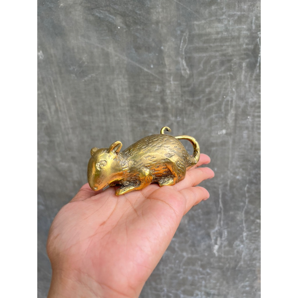 patung tikus bahan Kuningan tebal - Patung hiasan rumah model tikus