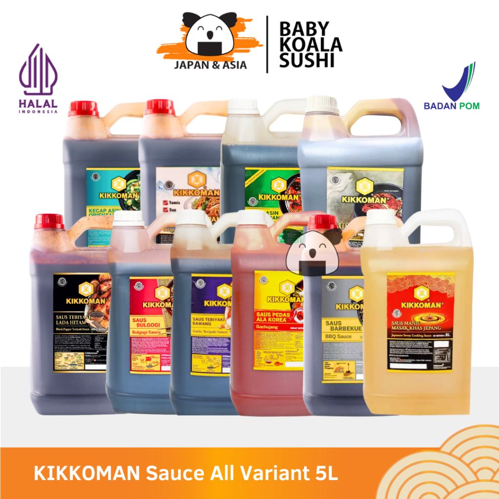 

KIKKOMAN Sauce 5L Halal | Gochujang Shoyu Blackpepper Bulgogi Hoisin Katsu Takoyaki Oyster BBQ Garlic Yakiniku Sweet Seasoning Ponzu Fish Sauce
