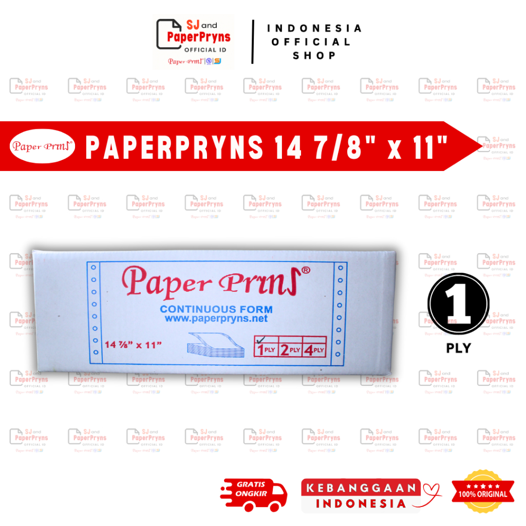 

PAPERPRYNS Kertas Continuous Form 14 7/8" × 11" (1 PLY) HVS Sheets