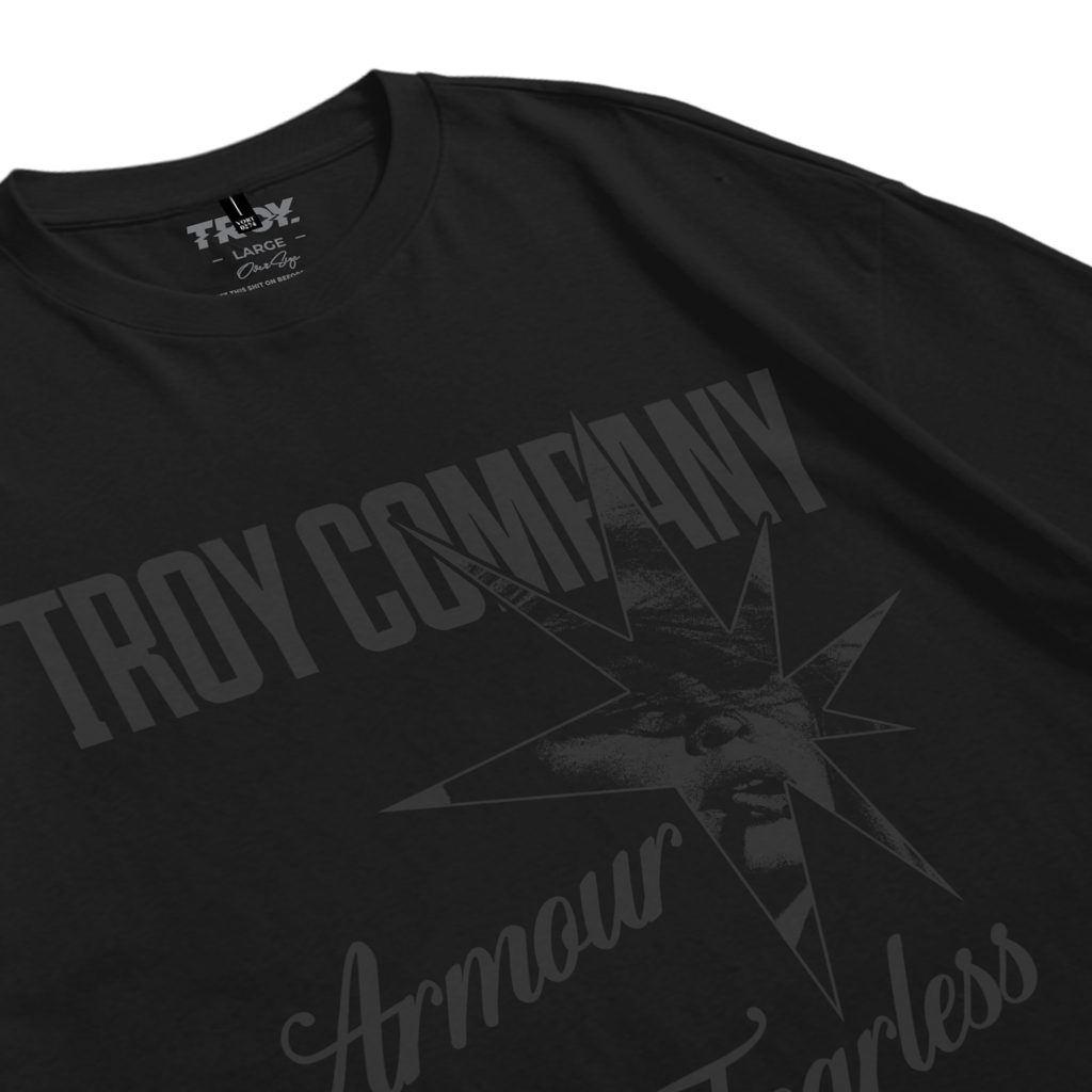 Troy Company Oversize Tshirt Black Face Armour - Kaos Oversize Hitam Lengan Pendek OVD 3262
