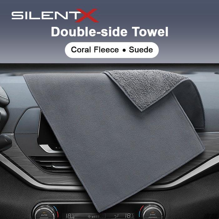 SILENTX Double-Side Towel Kain Lap 2 Dua Sisi Serbaguna Coral Fleece Suede Microfiber untuk Cuci Mob