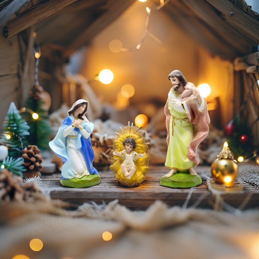 Murah SET PATUNG NATAL 20 CM / HADIAH NATAL / NATIVITY SCANE / PATUNG TUHAN YESUS / PATUNG BUNDA