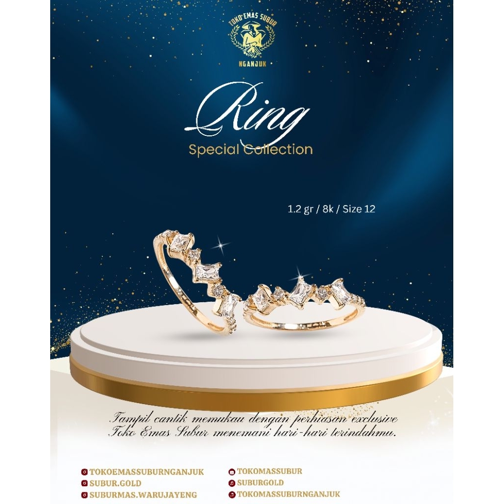 cincin emas batu putih 8k