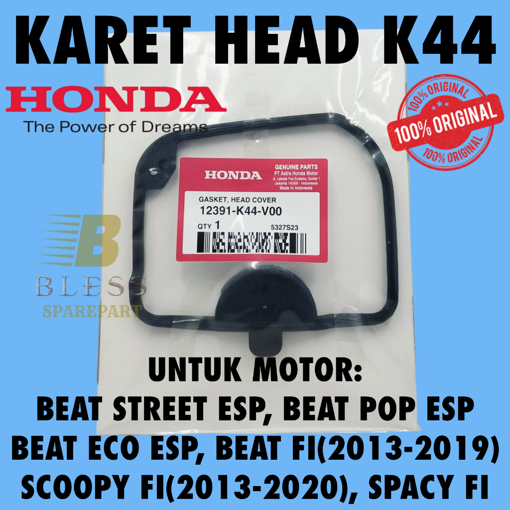 Karet HEAD KODE-K44 Gasket Head Cover Scoopy FI Spacy Beat Street ESP ECO 2013-2019 12391-K44-V00
