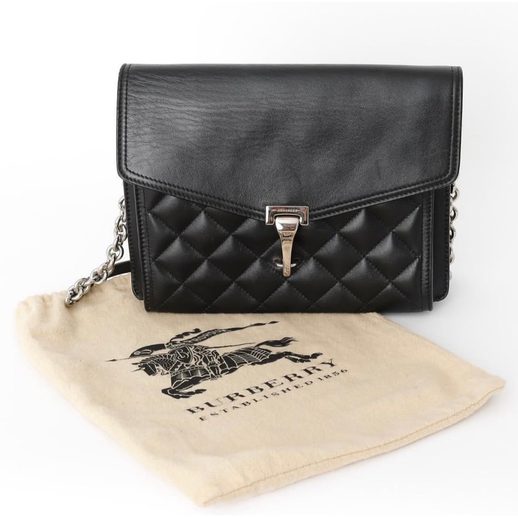Authentic Burberry Macken Black Leather Cross Body Bag tas hitam