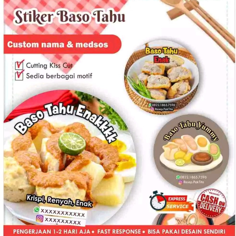 

[170 pcs] Stiker Baso Tahu Cromo bulat / Label kemasan makanan / minuman / promosi / murah / chromo