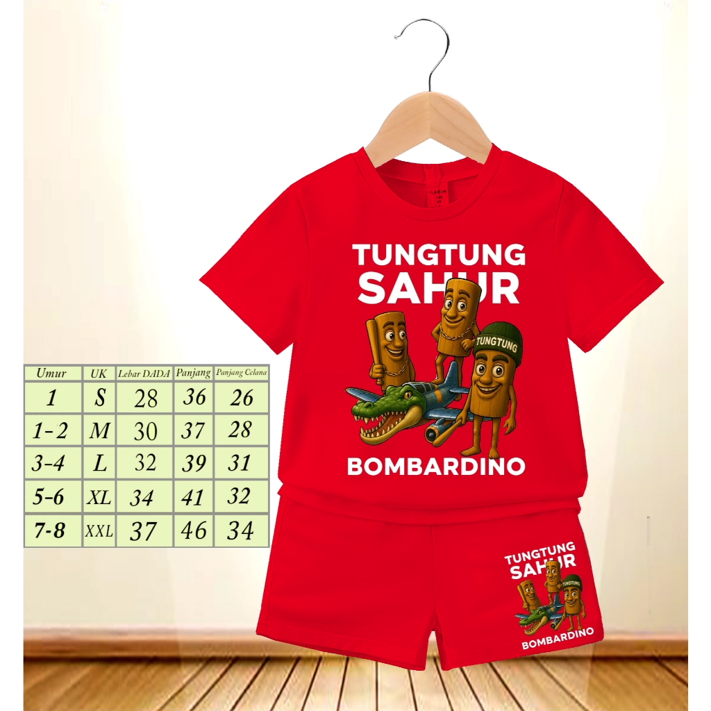 Setelan Baju Anak Unisex Tungtung Team Viral - Bahan Rayon Dengan Sablon DTF Tahan Lama