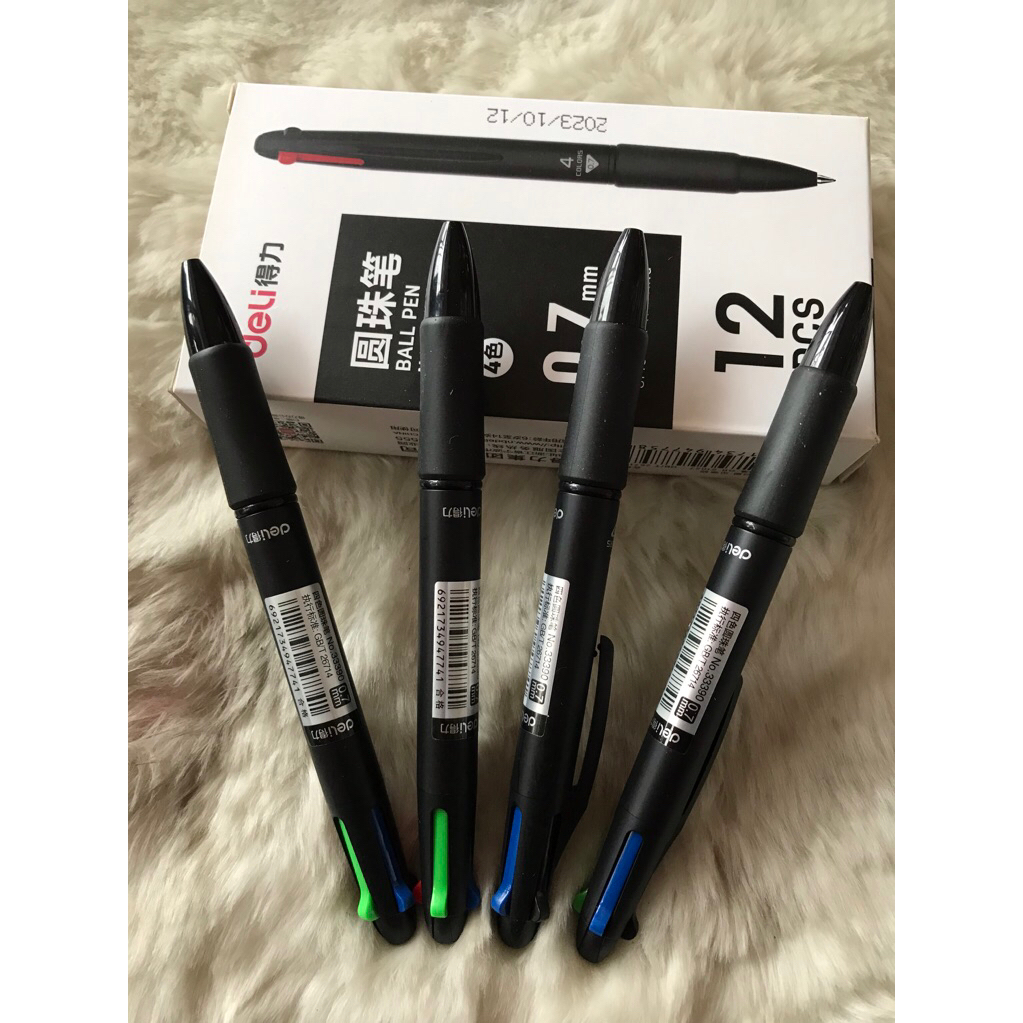 

{Pak} Bolpoint Deli 4W/Deli 33390/Pulpen Cetek 4 Warna 0.7mm/Pulpen Pelajar
