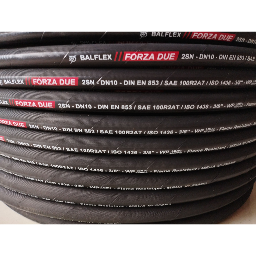 Selang Hose Hidrolik Balflex 3/8" R2 (Kawat 2) Include denga Fitting JIC (Lurus-Belok) Custom Oder b