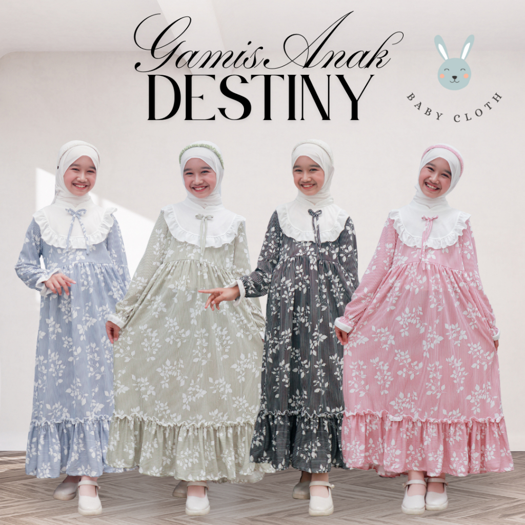 GAMIS ANAK DESTINY SMLXL BABY.CLOTH35 UNTUK UMUR 3-14 TAHUN GAMIS  ANAK REMAJA OOTD ANAK NGAJI