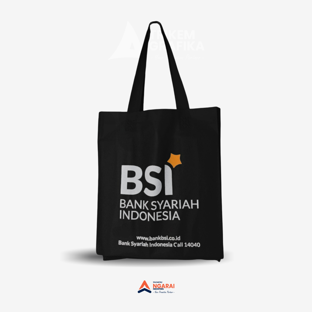 

READY STOCK Ngarai Goodiebag Sablon 2 Warna Ukuran 38x45cm (Isi 10pcs) BSI Bank Syariah Indonesia