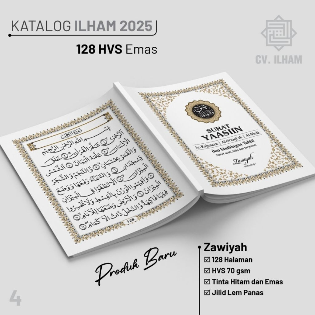 BUKU YASIN DAN TAHLIL ZAWIYAH  HVS 128 HAL LIS Gold non cover