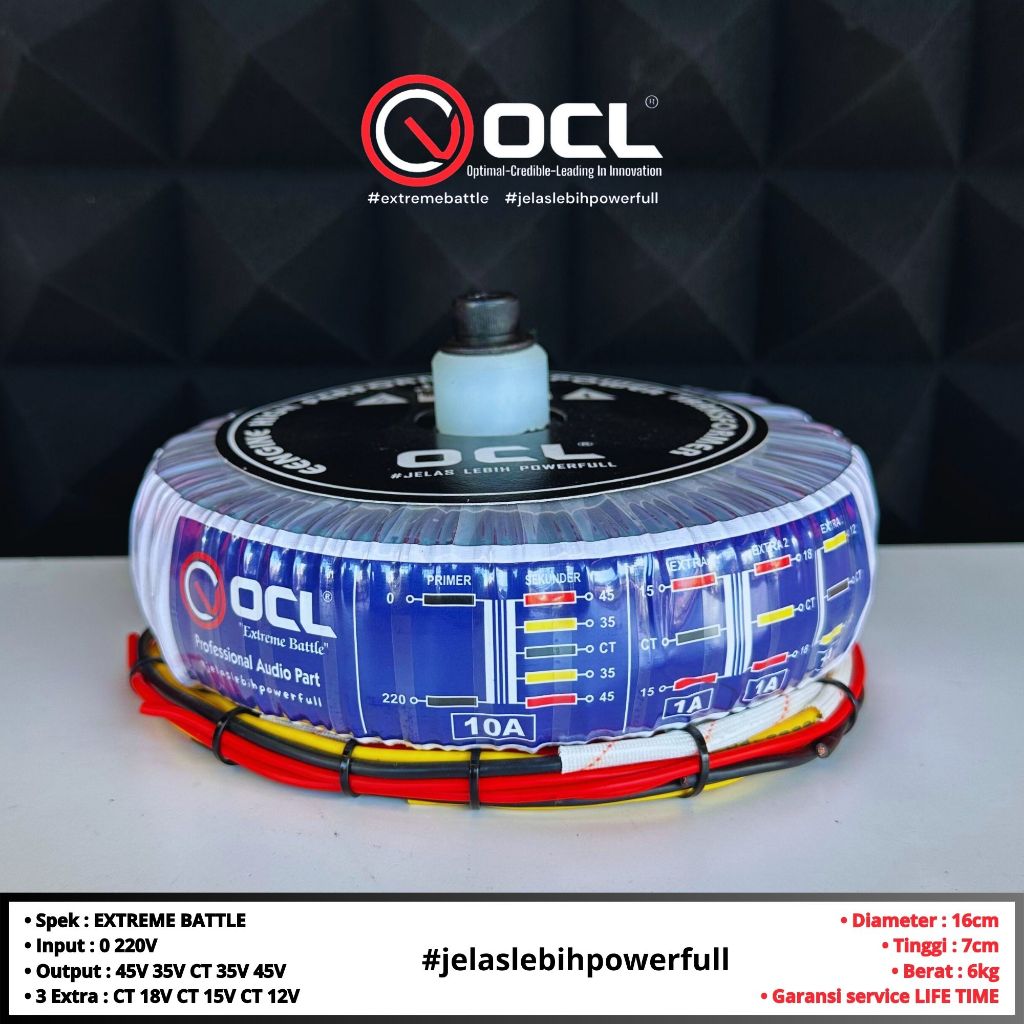 Trafo toroid donat OCL 10A besar murni CT 35V 45V 55V 65V spek EXTREME BATTLE garansi full