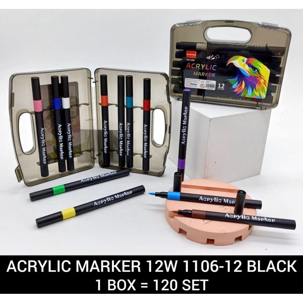 

ACRILYC MARKER / SPIDOL ACRILYC 12 WARNA 1102-12 CASE HITAM