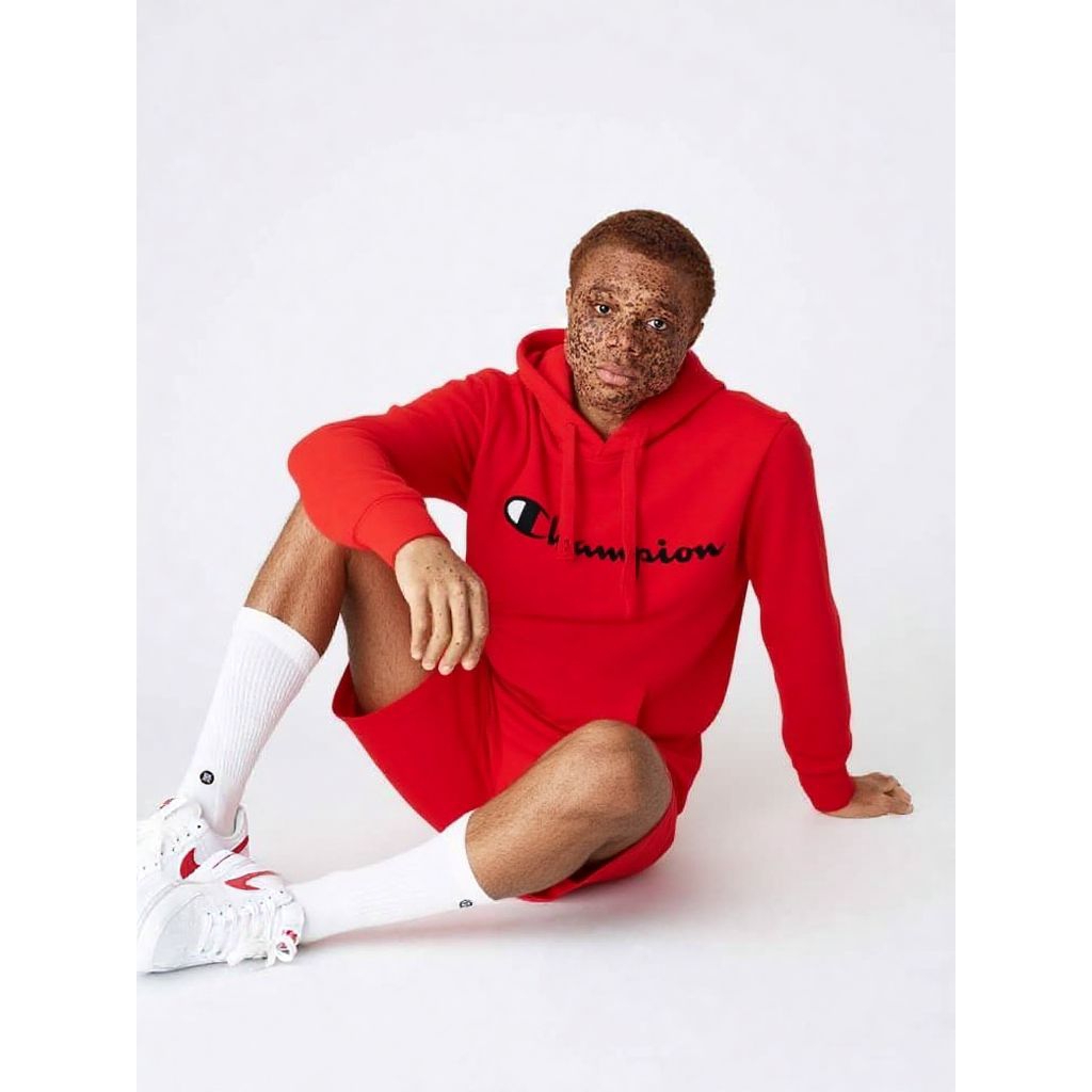 Hoodie Champion Script Logo Red