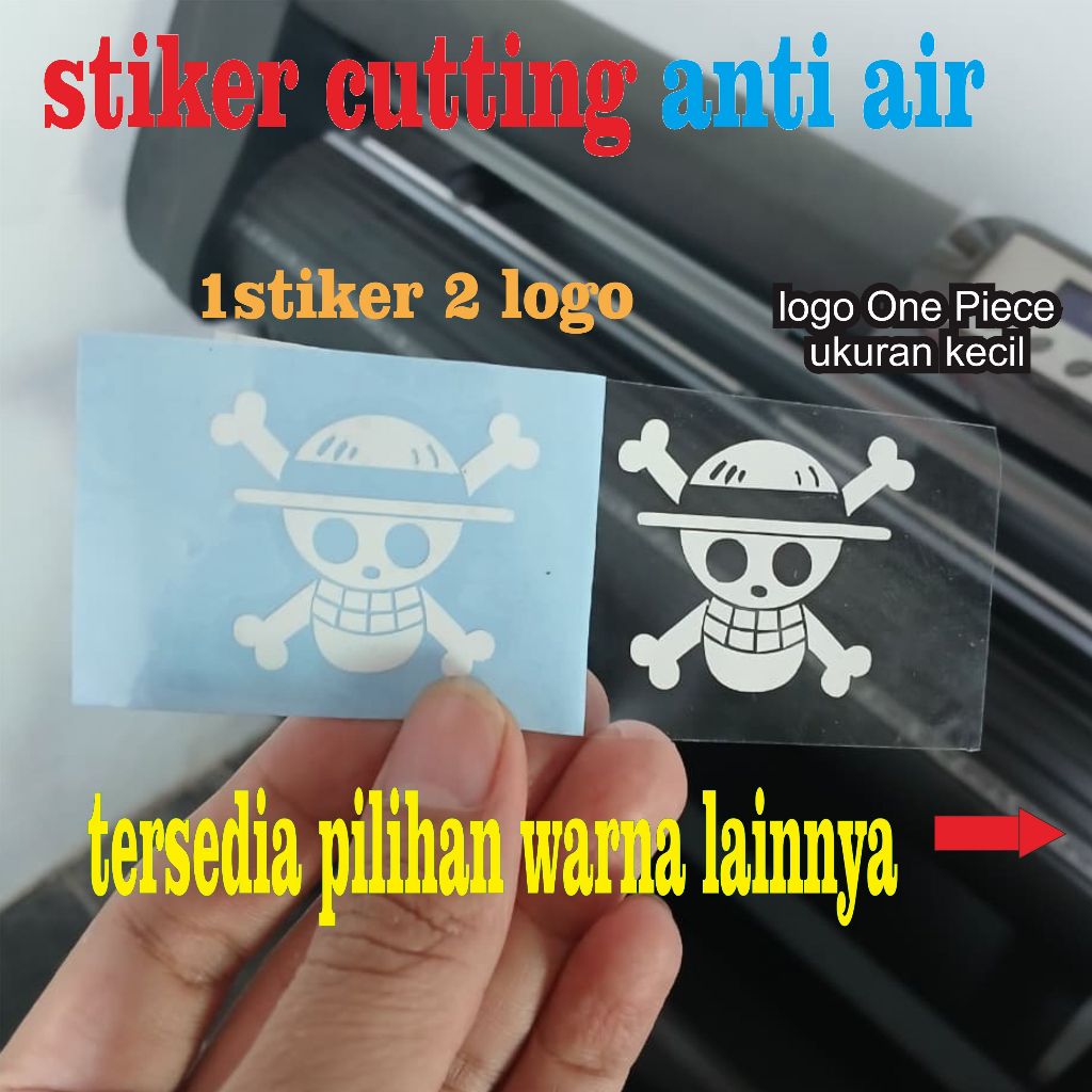 

dua logo stiker cutting One Piece ukuran kecil anti air